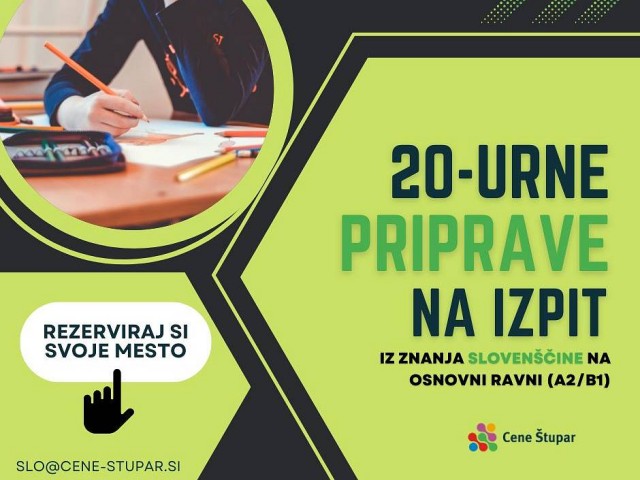 PRIJAVITE SE NA 20-urne PRIPRAVE pred IZPITOM SLOVENŠČINE (A2/B1)