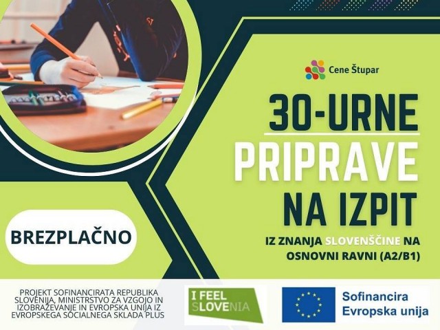 PRIJAVITE SE NA 30-urne PRIPRAVE pred IZPITOM SLOVENŠČINE (A2/B1)