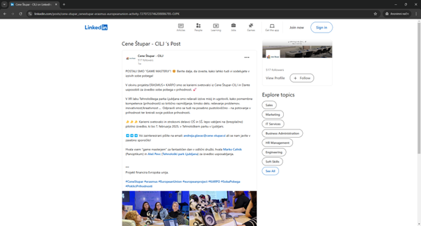 Linkedin Cene Štupar 6. 12. 2024